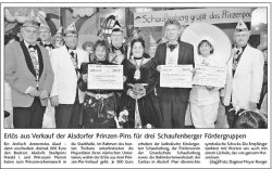 Erls aus Verkauf der Alsdorfer Prinzen-Pins fr drei Schaufenberger Frdergruppen