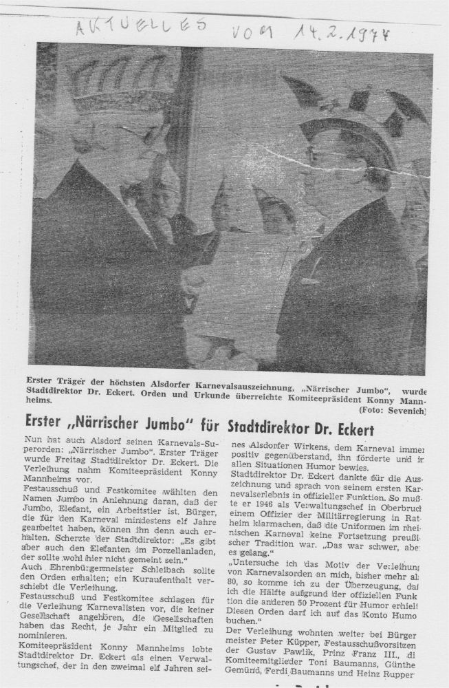 Erster "Nrrischer Jumbo" fr Stadtdirektor Dr. Eckert