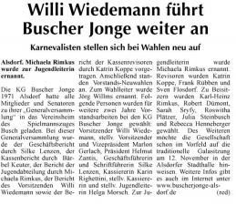 Willi Wiedemann f�hrt Buscher Jonge weiter an