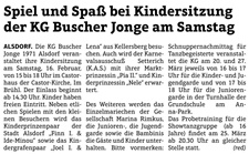 Spiel und Spa� bei Kindersitzung der KG Buscher Jonge am Samstag