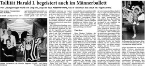 Tollität Harald I. begeistert auch im Männerballett