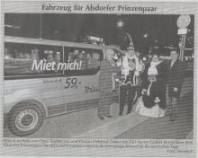 Fahrzeug für Alsdorfer Prinzenpaar