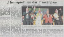 "Heimspiel" für das Prinzenpaar