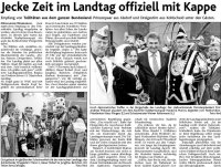 Jecke Zeit im Landtag offiziell mit Kappe