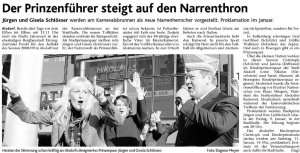 Der Prinzenführer steigt auf den Narrenthron