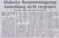 Alsdorfer Rosenmontagszug: Anmeldung nicht vergessen