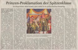 Prinzen-Proklamation der Spitzenklasse