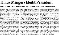 Klau Mingers bleibt Präsident