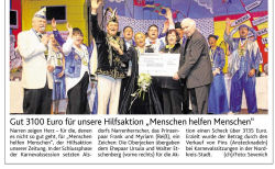 Gut 3100 Euro für unsere Hilfsaktion "Menschen helfen Menschen"