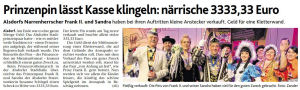 Prinzenpin lässt Kasse klingeln: närrische 3333,33 Euro