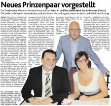 Neues Prinzenpaar vorgestellt