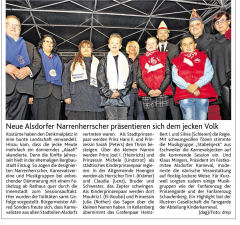 Neue Alsdorfer Narrenherrscher präsentieren sich dem jecken Volk