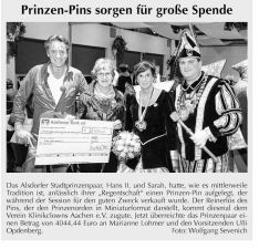 Prinzen-Pins sorgen für große Spende