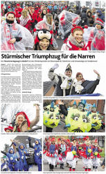 Stürmischer Triumphzug für die Narren