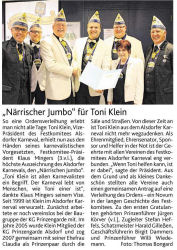 "Närrischer Jumbo" für Toni Klein