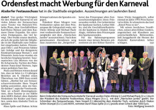 Ordensfest macht Werbung für den Karneval