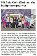 Mit Auto Gohr fährt nun das Stadtprinzenpaar vor