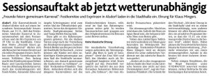 Sessionsauftakt ab jetzt wetterunabhängig
