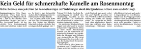 Kein Geld für schmerzhafte Kamelle am Rosenmontag