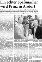 Ein echter Spaßmacher wird Prinz in Alsdorf